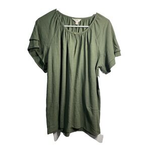 terra & sky womens green short sleeve shirt plus size 0X 14w